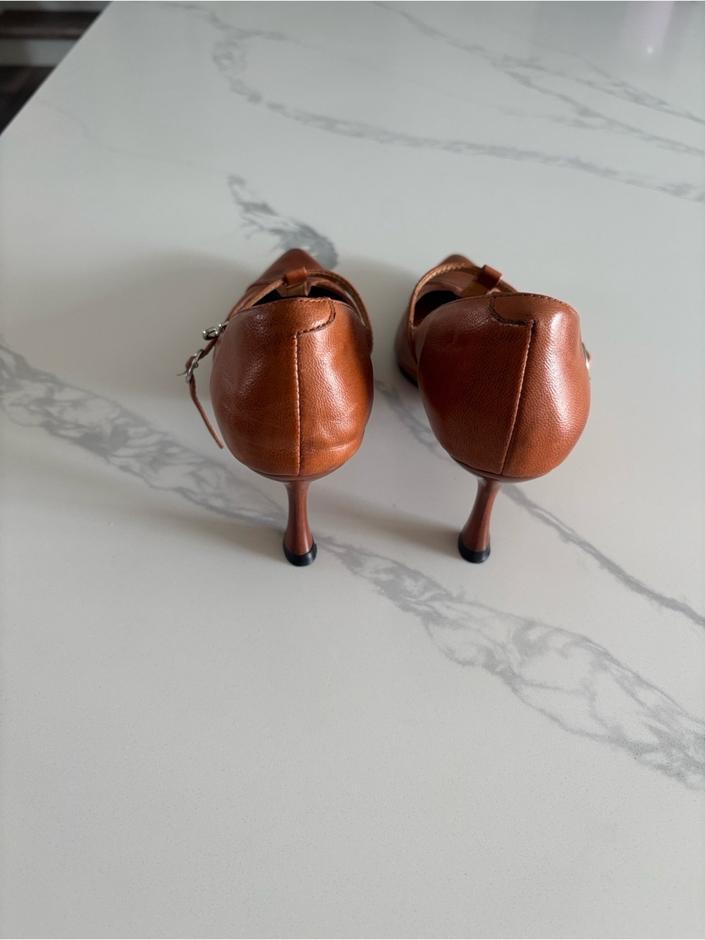 Handmade T-Strap Pointed Toe Heels in Brown - Picture 3 of 13